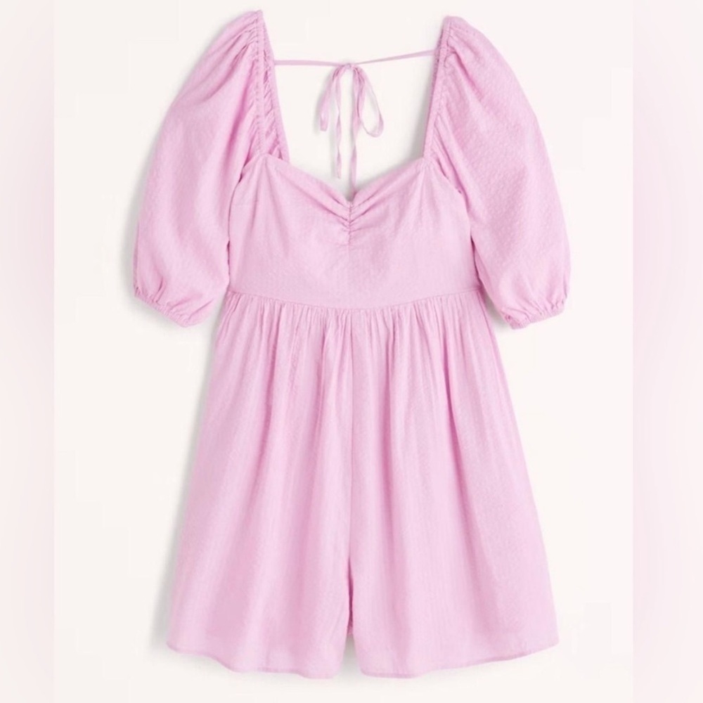 Puff Sleeve Babydoll Romper Abercrombie & Fitch Pink XS
